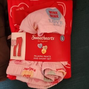 Sweethearts Women's Red and Pink Pajama Set